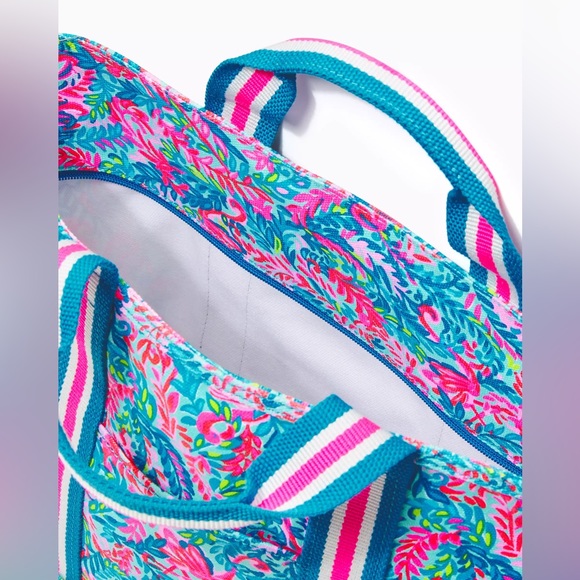 Lilly Pulitzer Mini Mercato Tote Bag - Surf Blue Flim Flam Accessories Small - Picture 4 of 7
